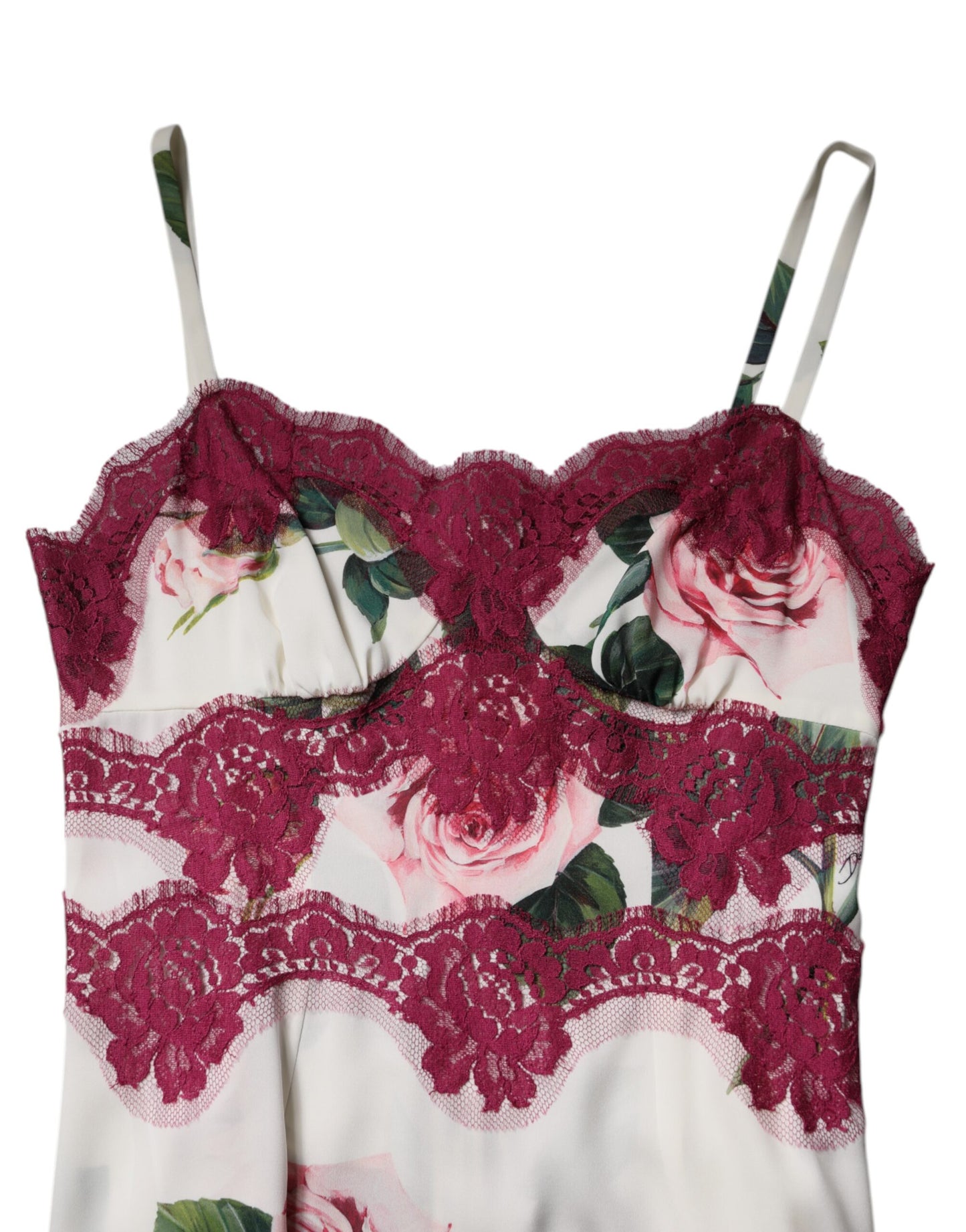 Lencería sin mangas de encaje satinado con estampado de rosas blancas