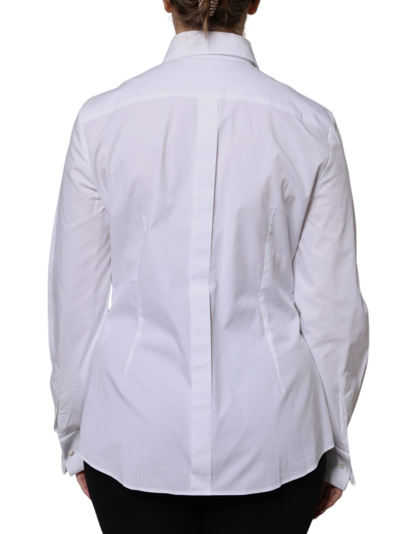 Vestido camisero de algodón blanco con cuello