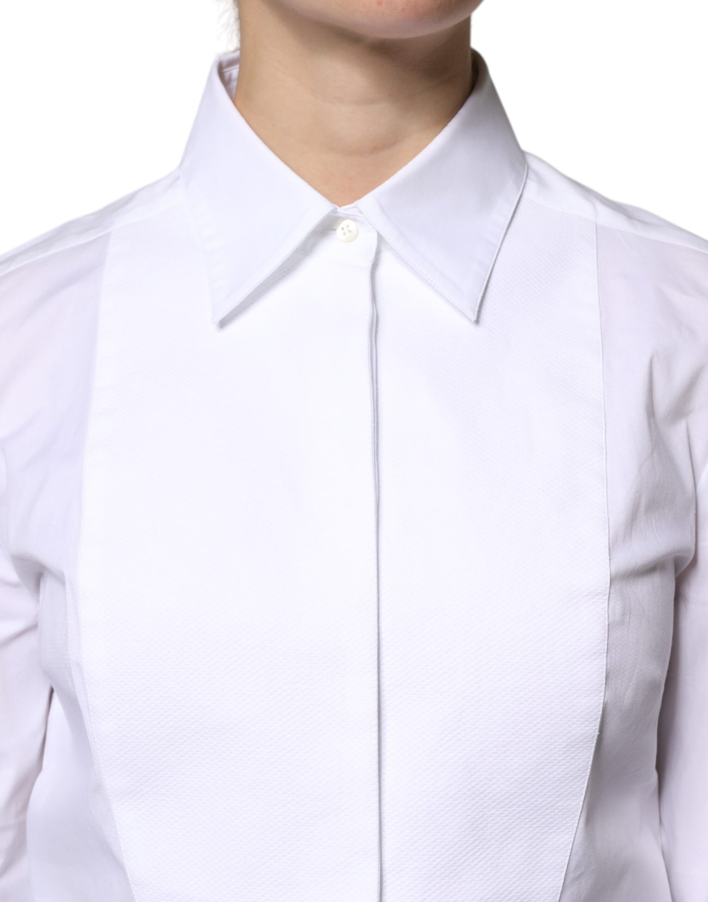 Vestido camisero de algodón blanco con cuello