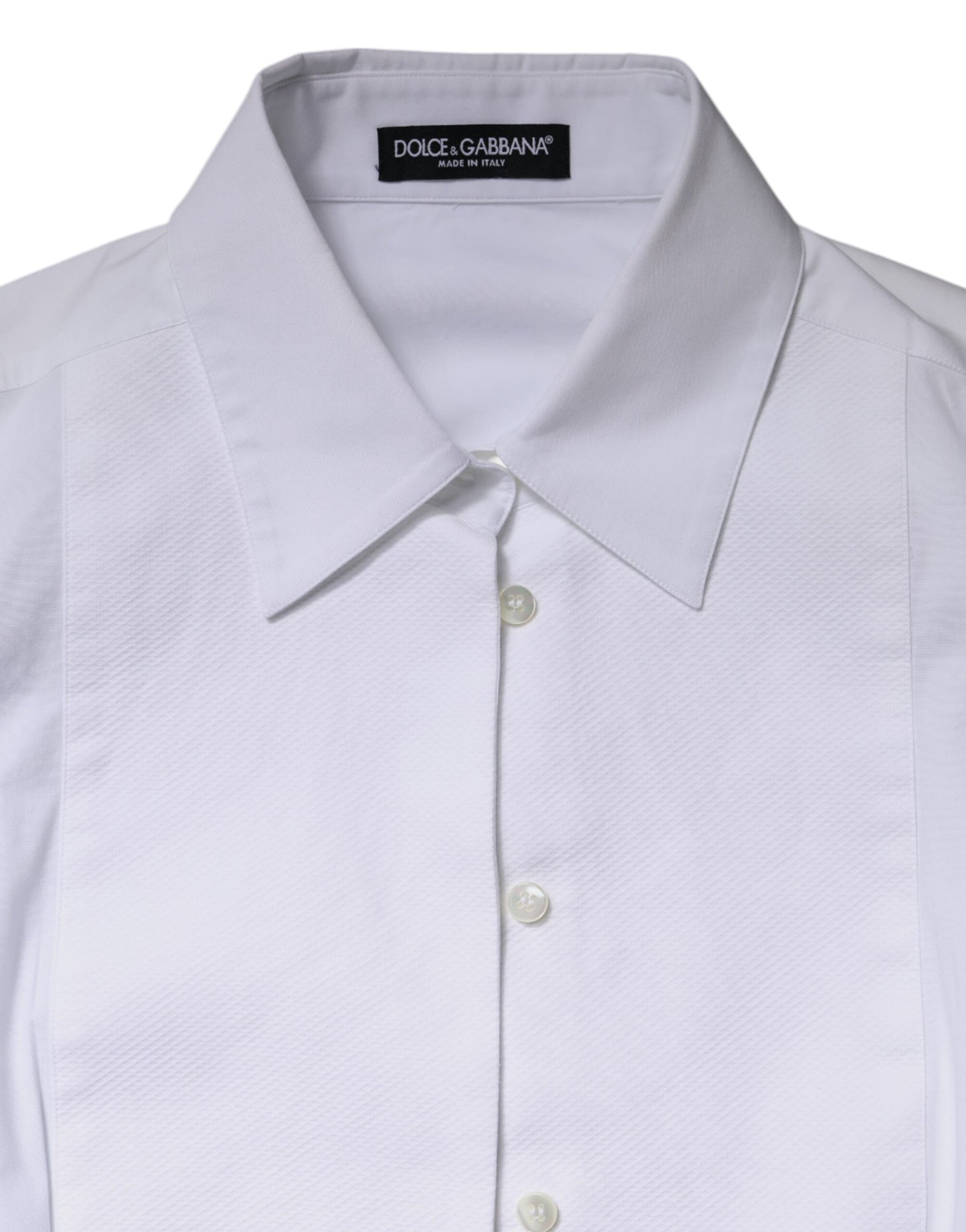 Vestido camisero de algodón blanco con cuello
