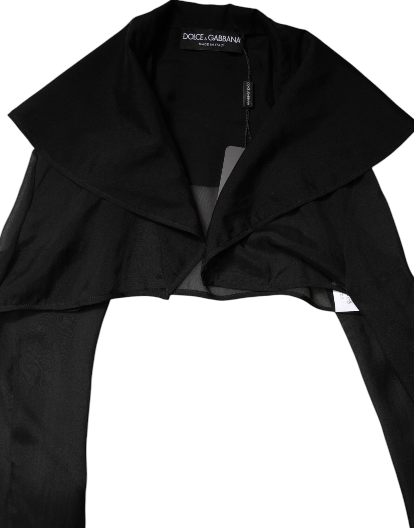Blusa de manga larga transparente de seda negra