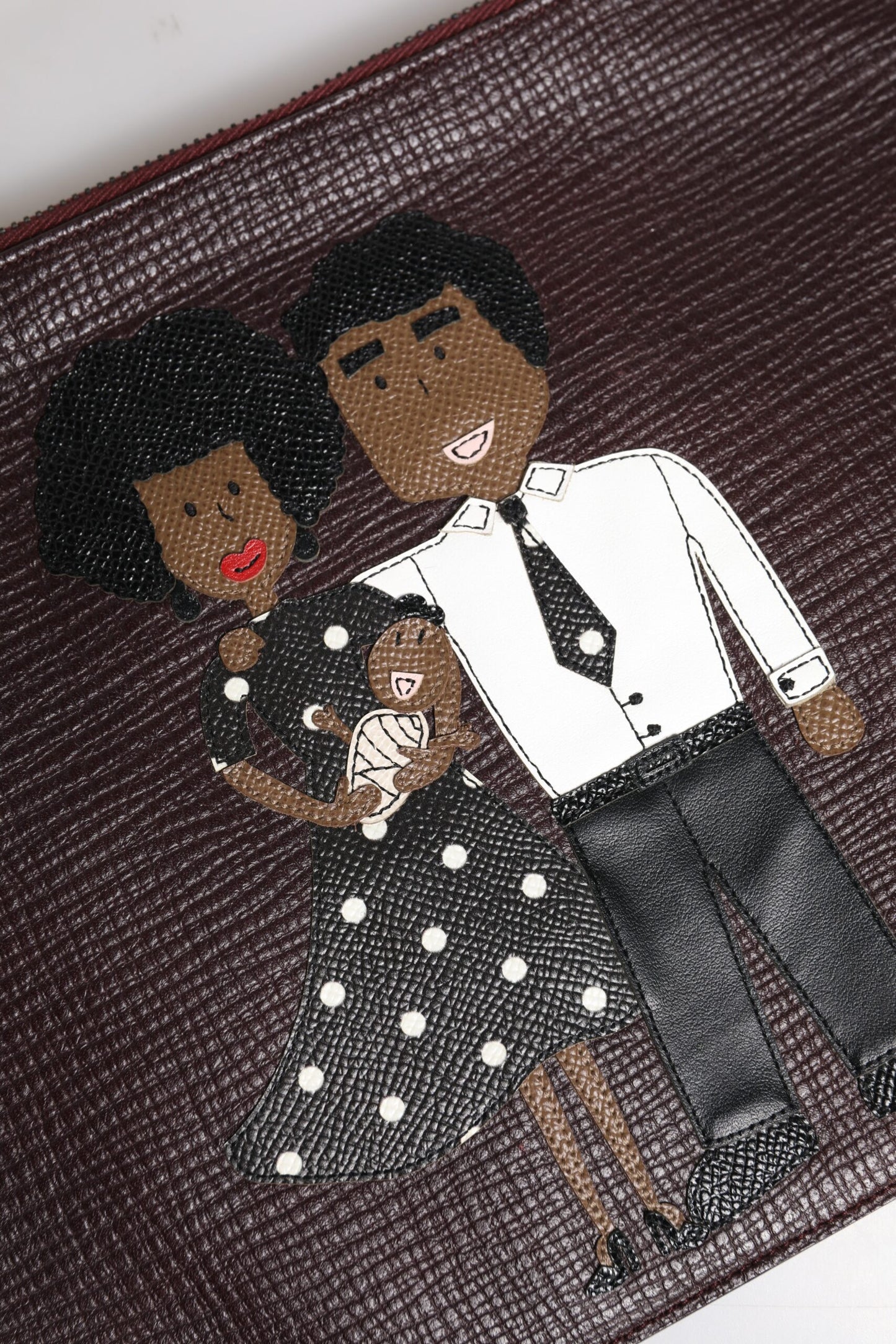 Bolso de mano para hombre de cuero marrón con adornos #DGFAMILY