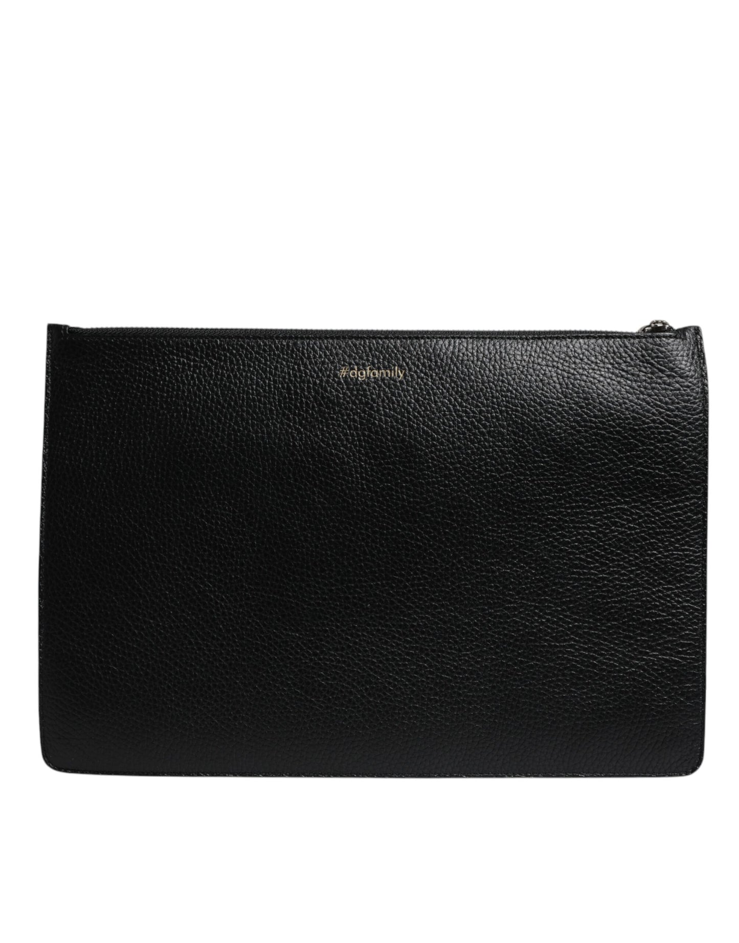 Bolso de mano con cremallera de cuero negro #DGFAMILY para hombre