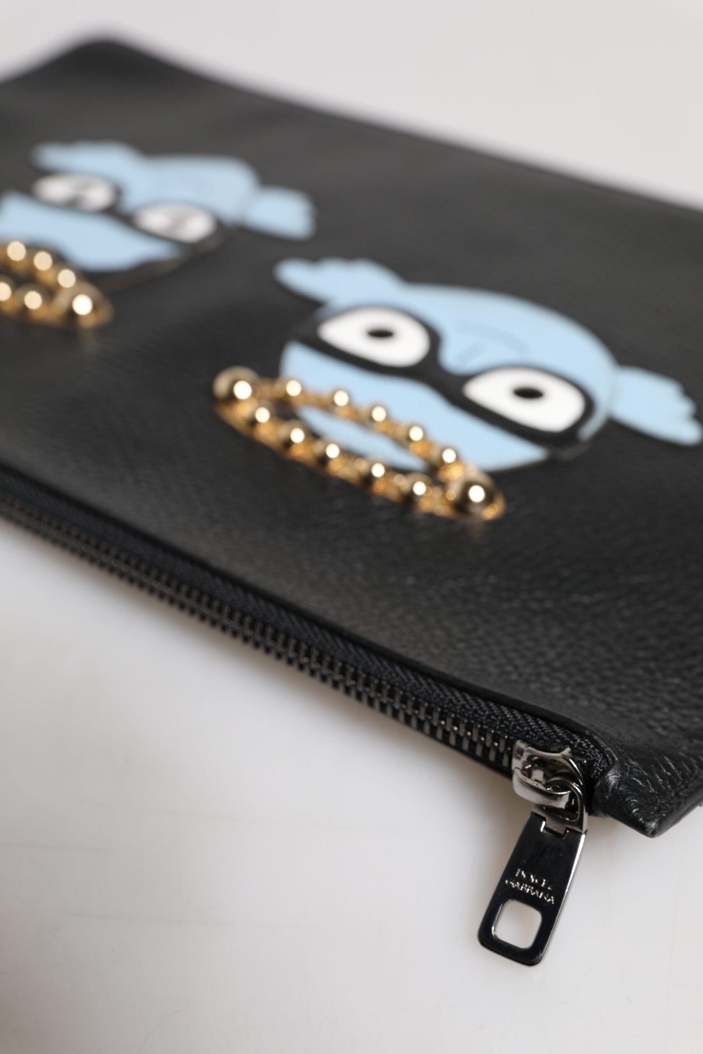 Bolso de mano con cremallera de cuero negro #DGFAMILY para hombre