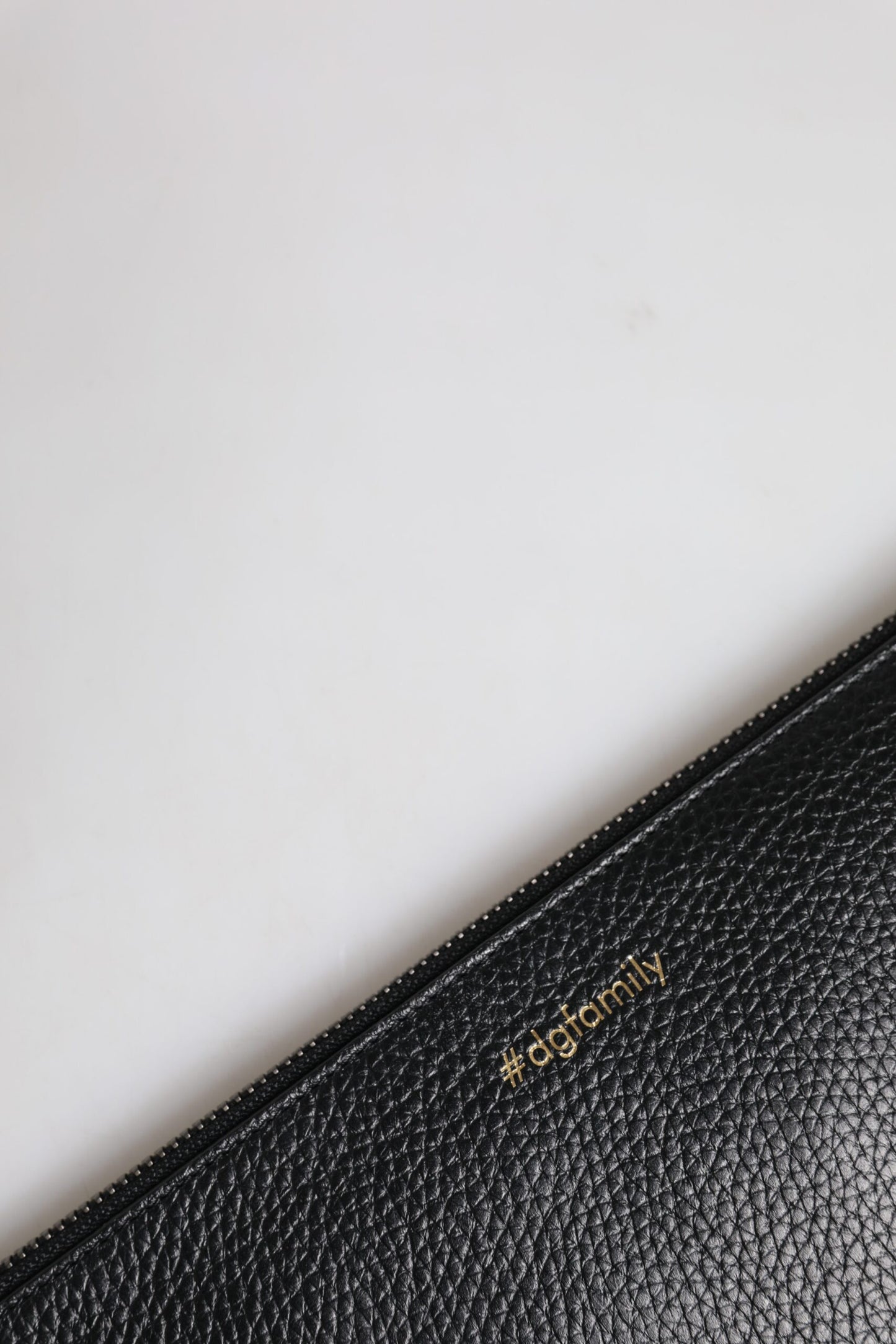 Bolso de mano con cremallera de cuero negro #DGFAMILY para hombre