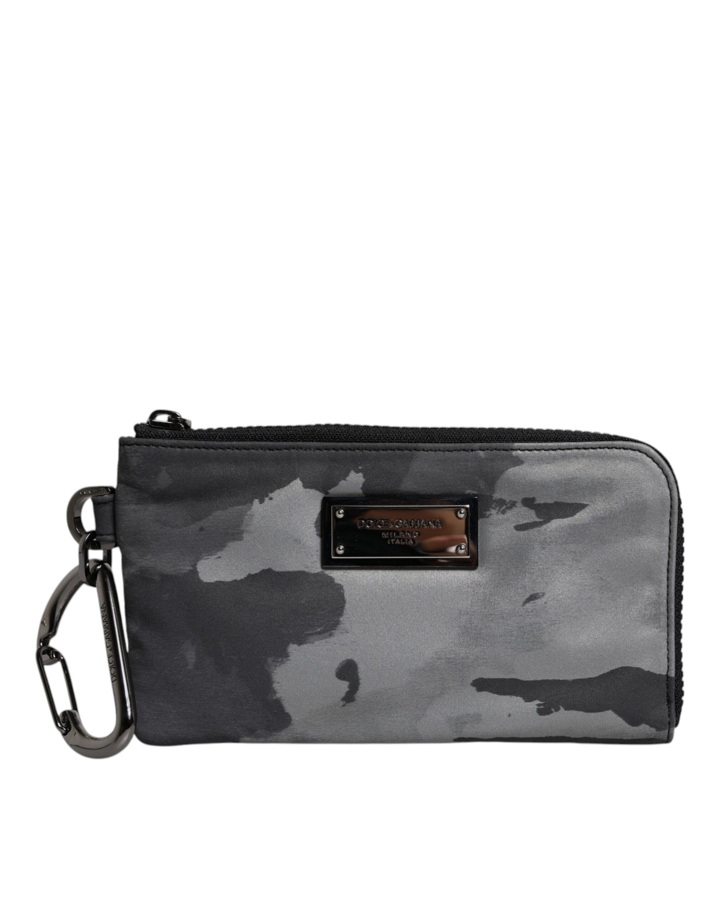 Pochette porte-clés avec logo camouflage noir et gris