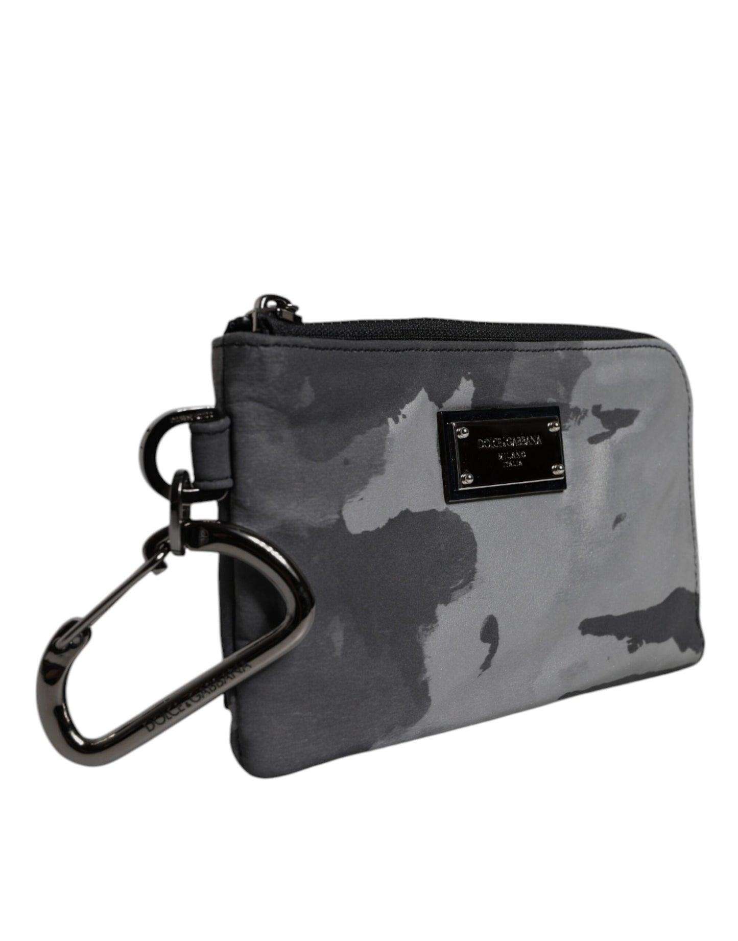 Pochette porte-clés avec logo camouflage noir et gris