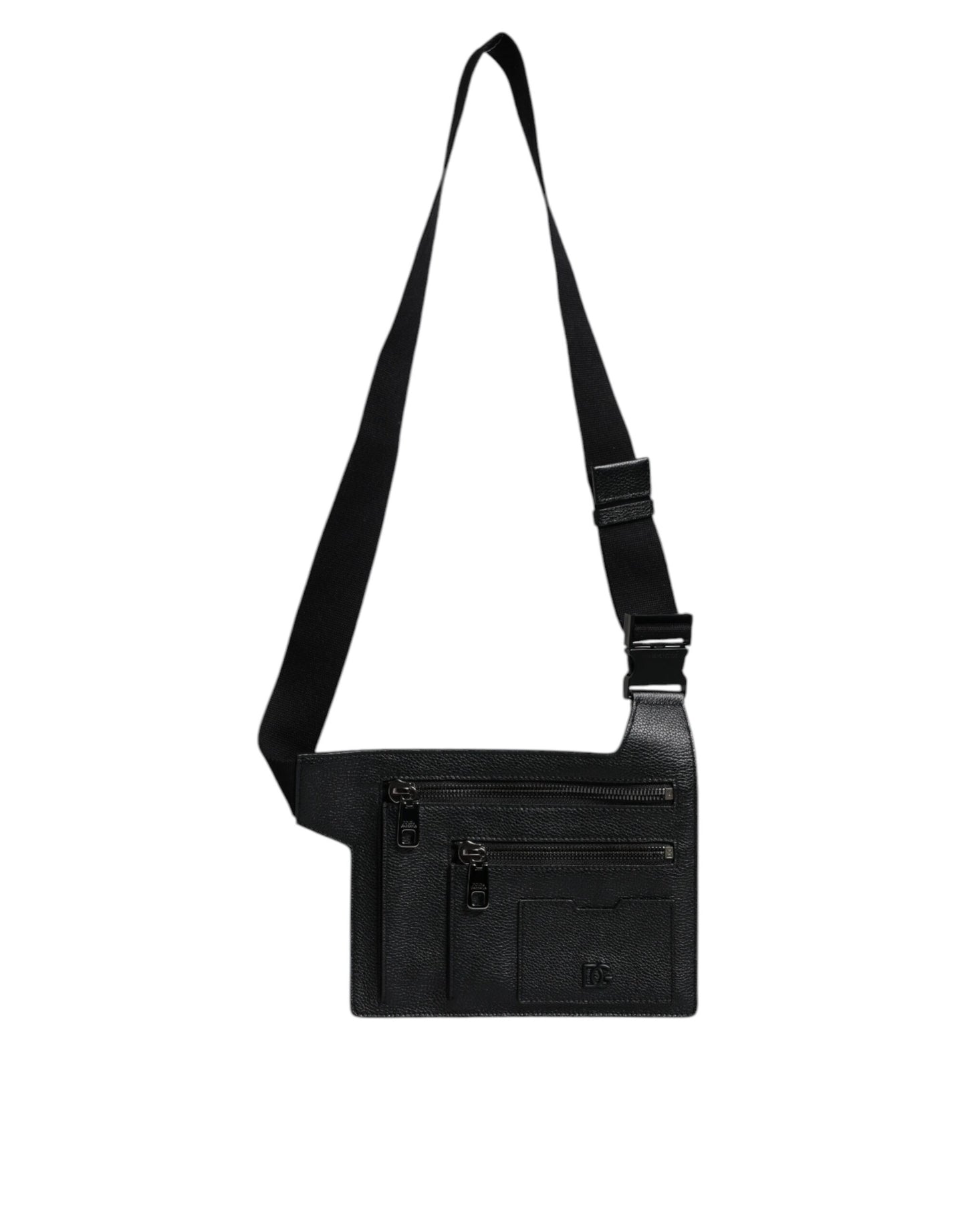 Bolso bandolera tipo mensajero de piel de becerro negra