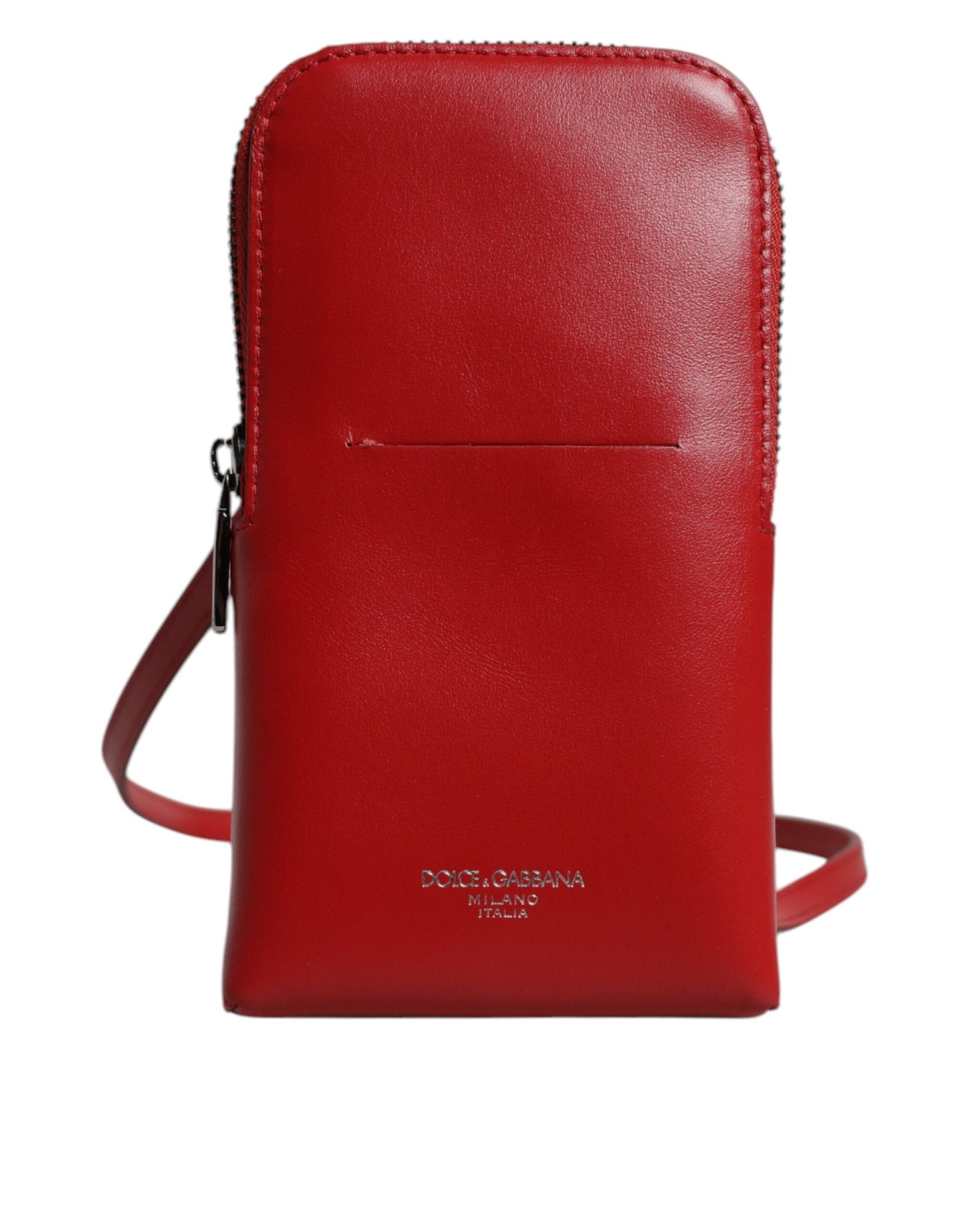 Bolso bandolera de cuero rojo con correa para el cuello para teléfono