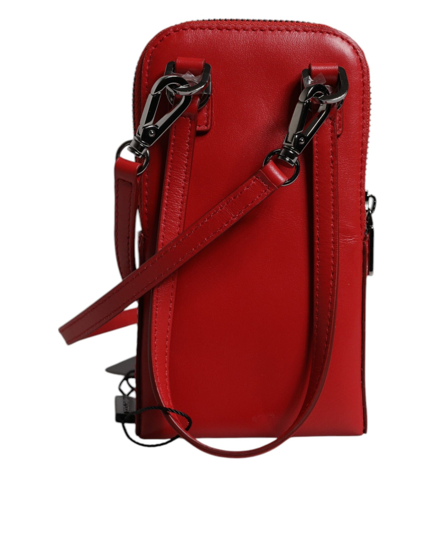 Bolso bandolera de cuero rojo con correa para el cuello para teléfono