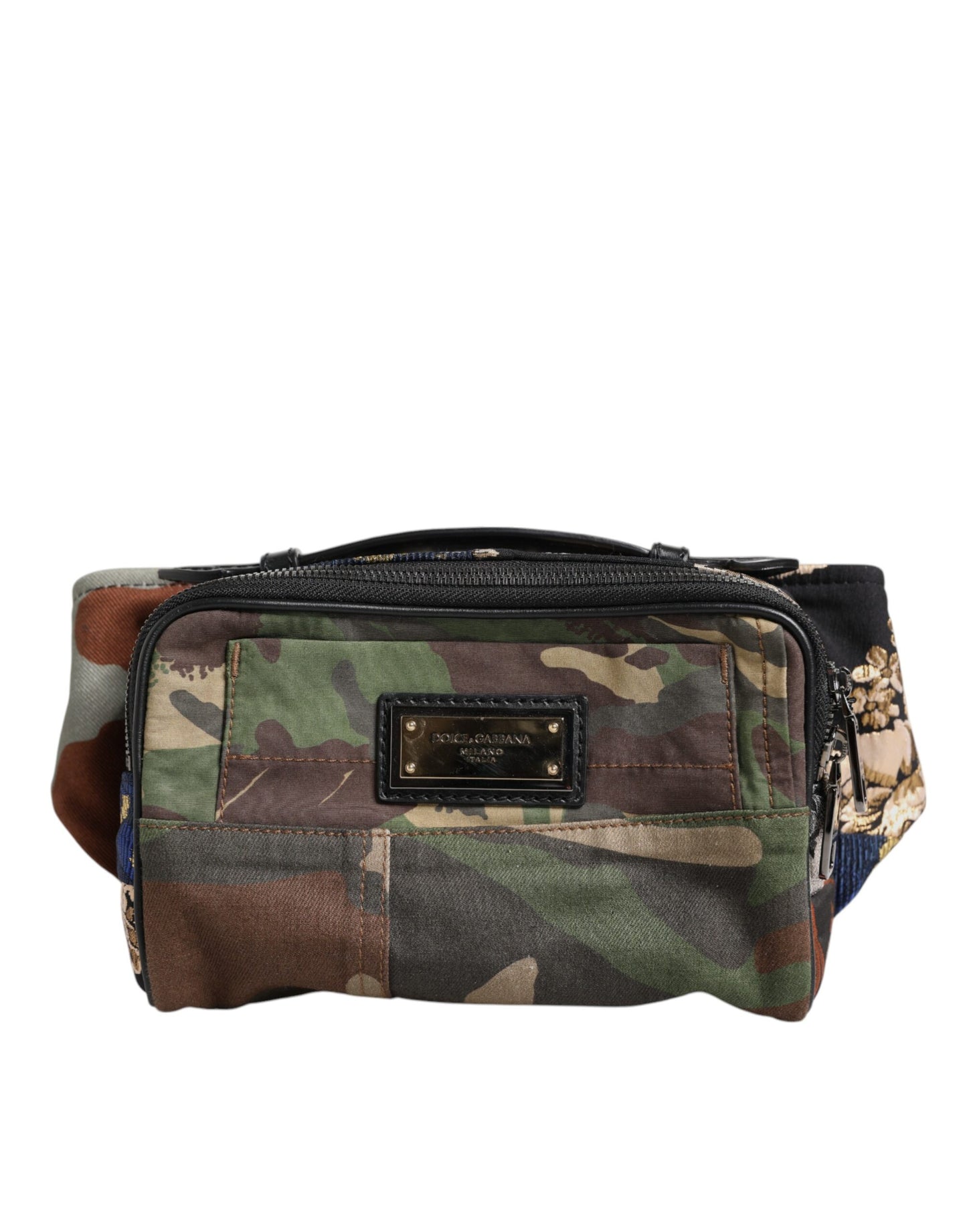 Riñonera con logo de patchwork de camuflaje multicolor