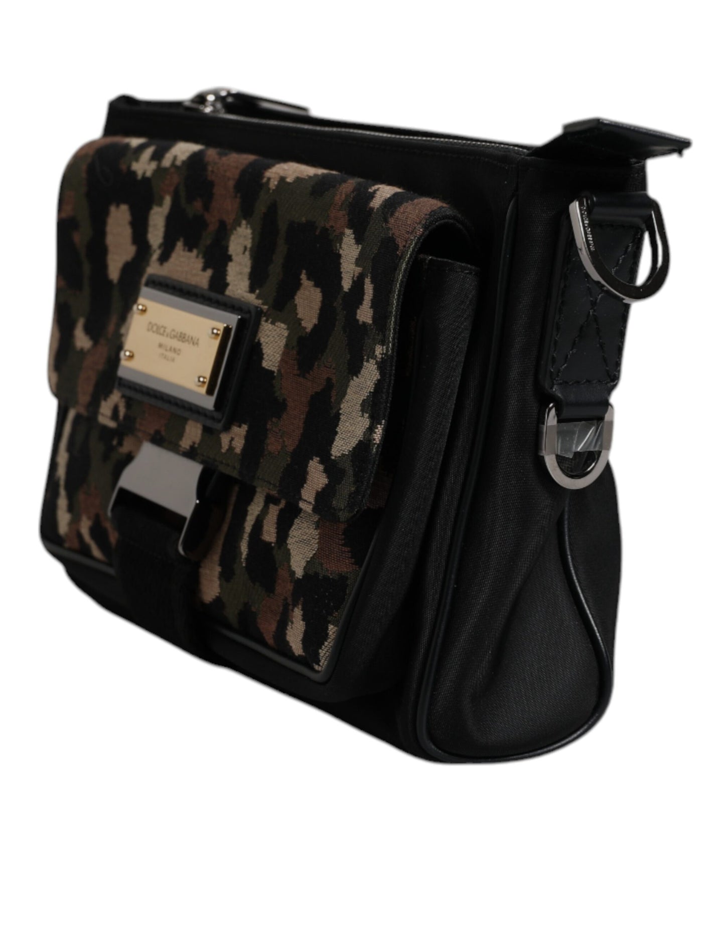 Bolso bandolera de jacquard con estampado de leopardo multicolor