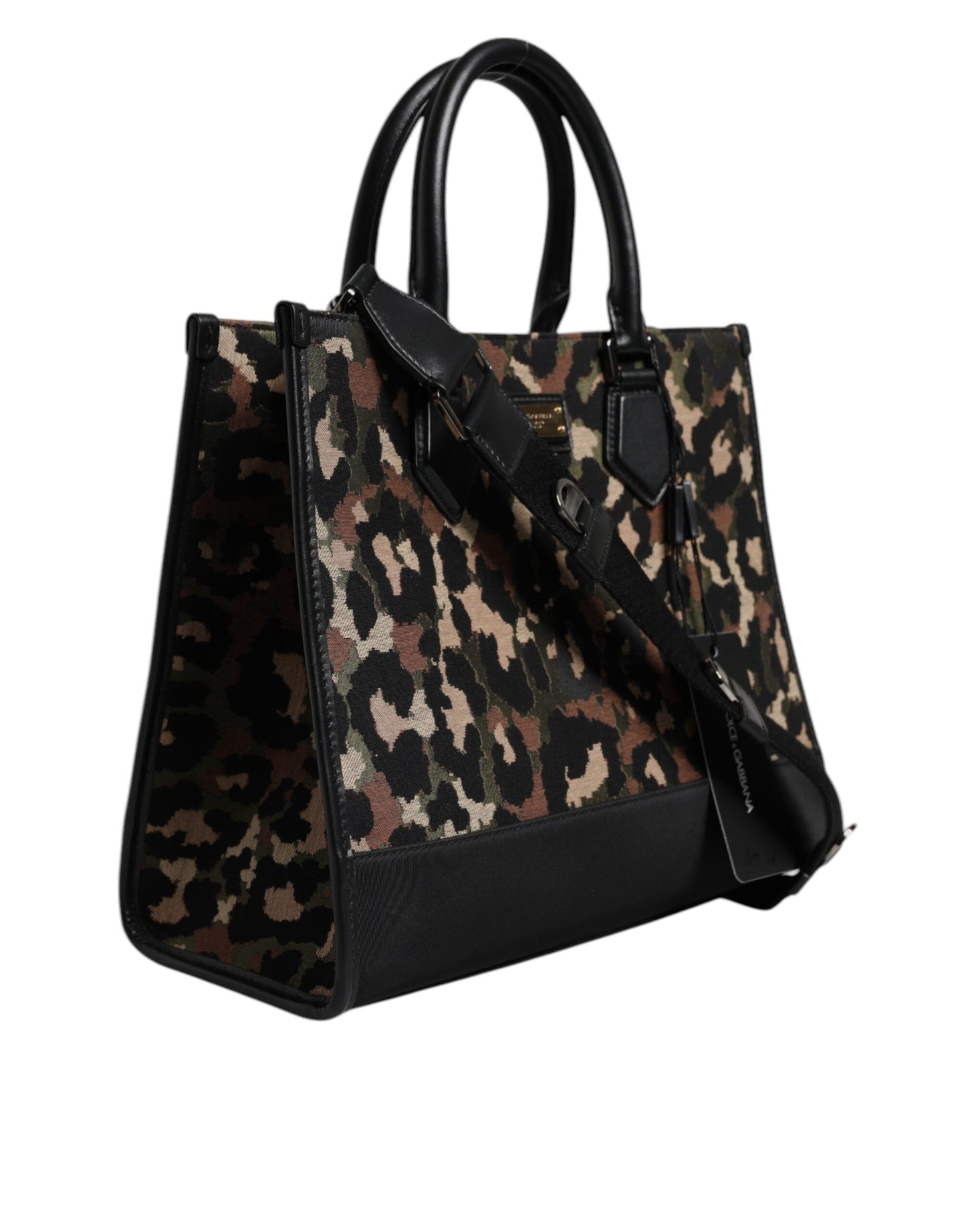 Bolso de hombro tipo tote con estampado de leopardo multicolor