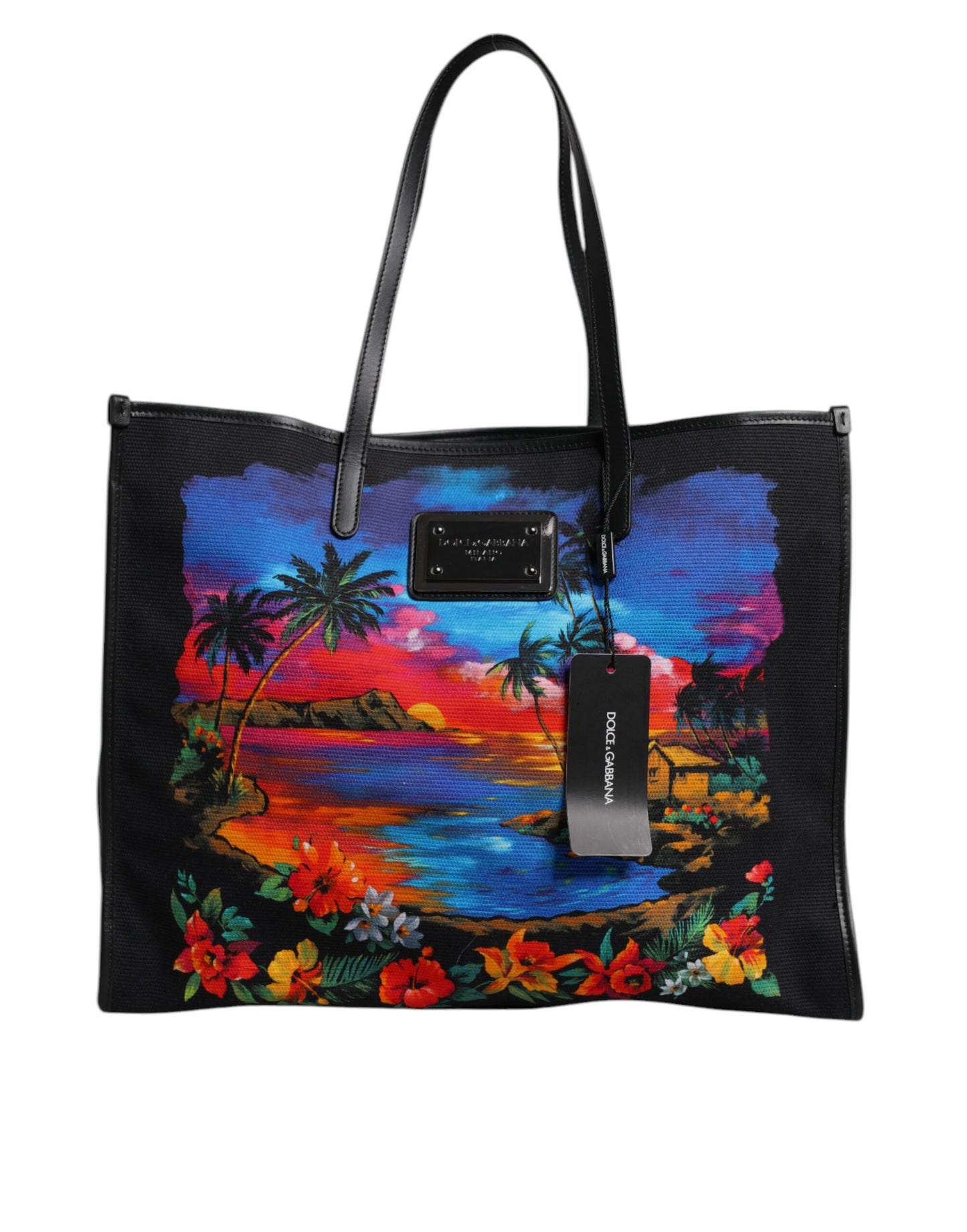 Bolsa de compras con asa superior y estampado gráfico multicolor