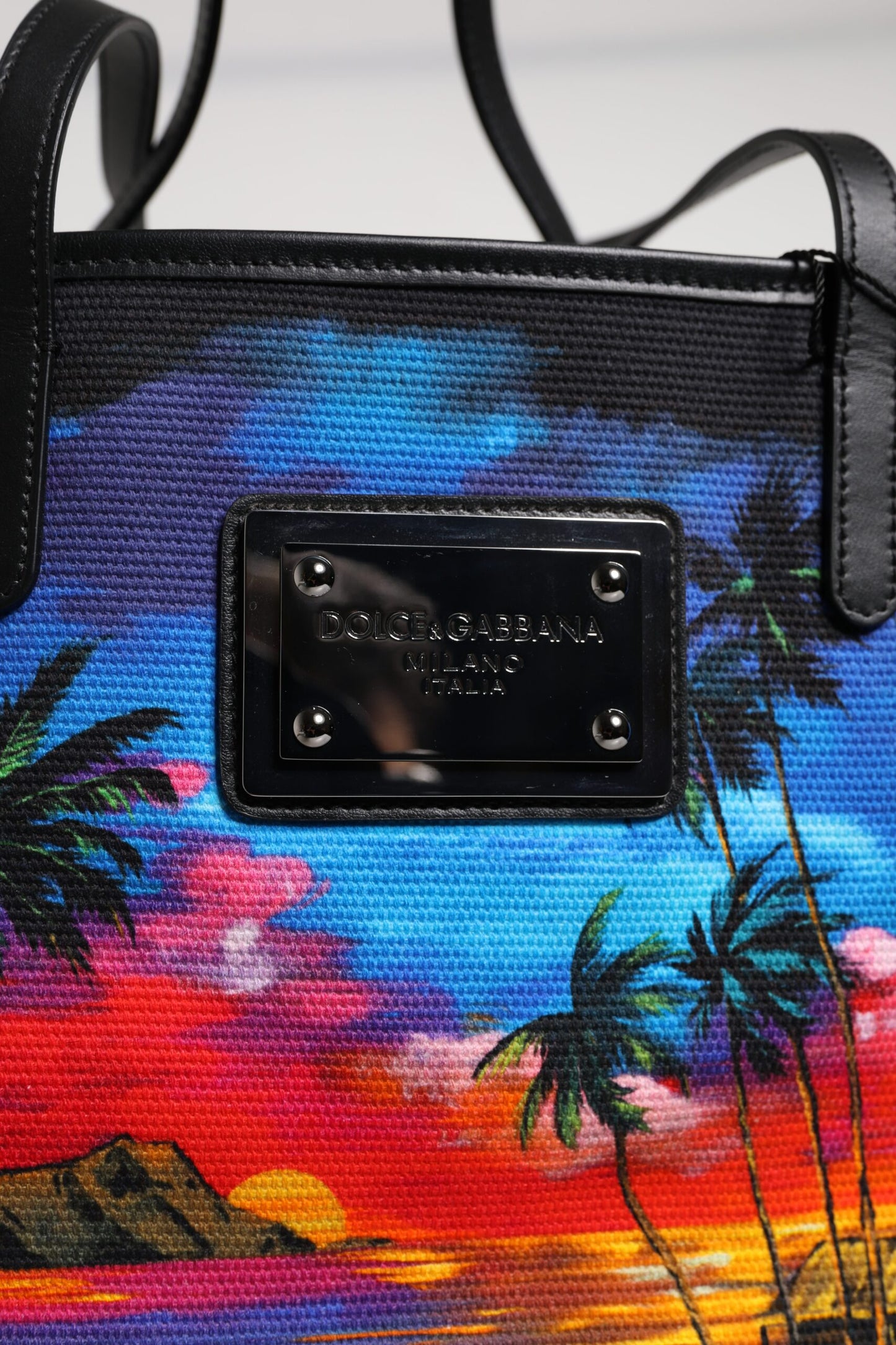 Bolsa de compras con asa superior y estampado gráfico multicolor
