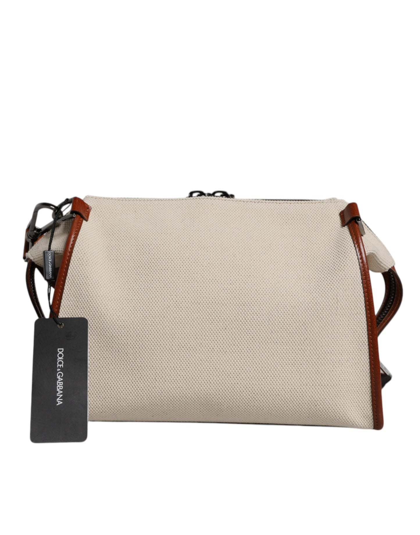 Bolso de hombro tipo bandolera de piel de algodón marrón beige
