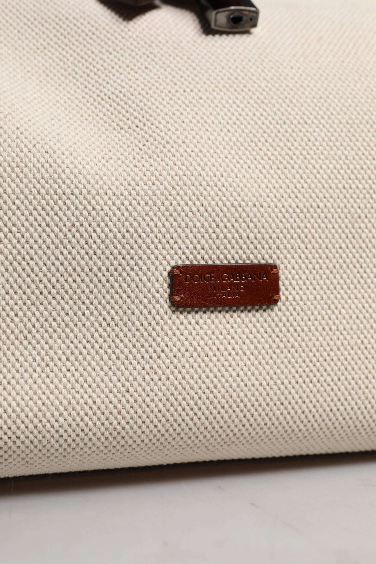 Bolso de hombro tipo bandolera de piel de algodón marrón beige