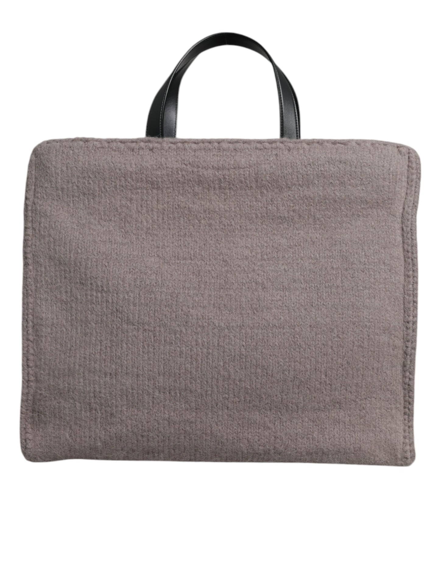 Bolso de hombro tipo tote de lana de alpaca gris con placa del logotipo