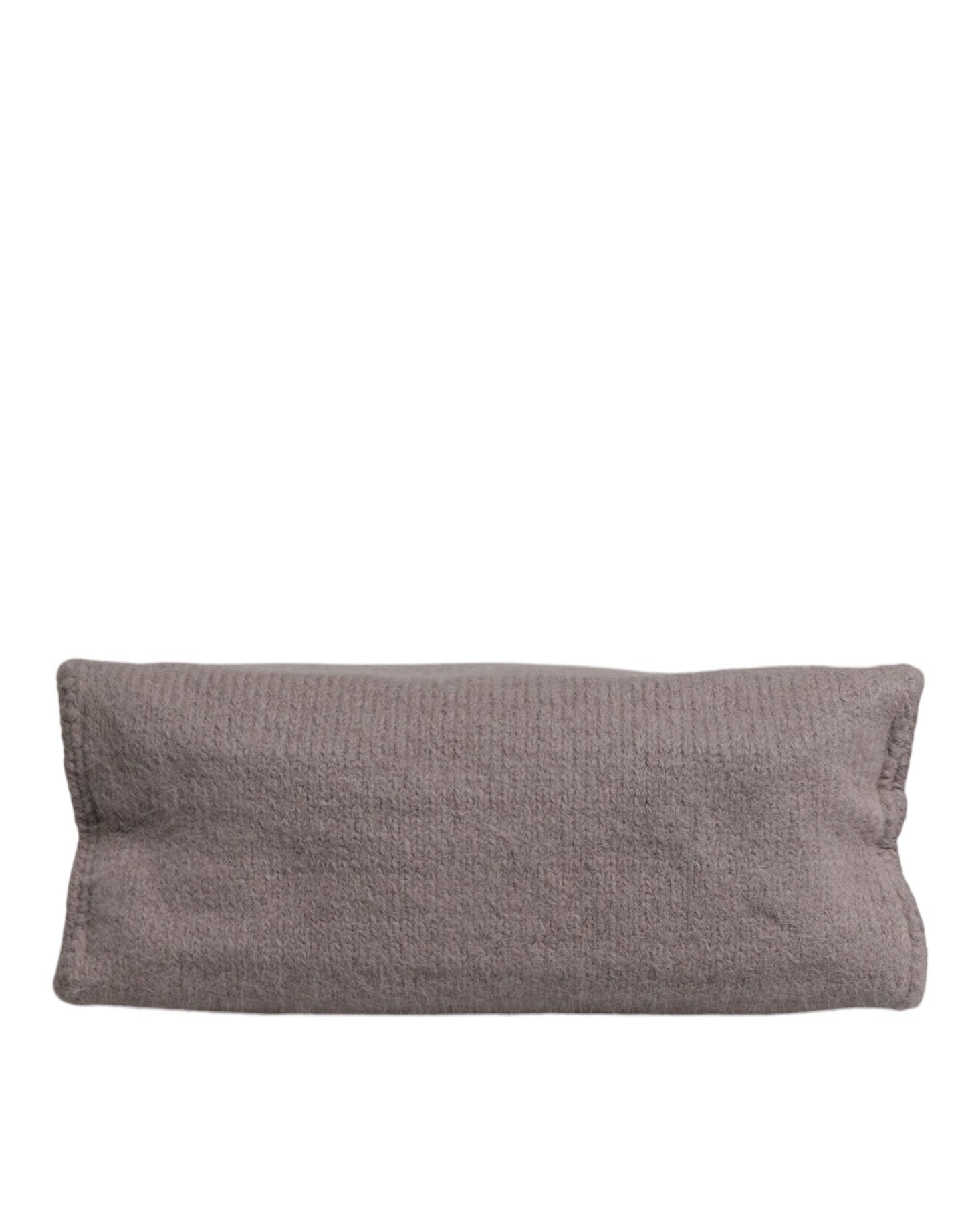Bolso de hombro tipo tote de lana de alpaca gris con placa del logotipo