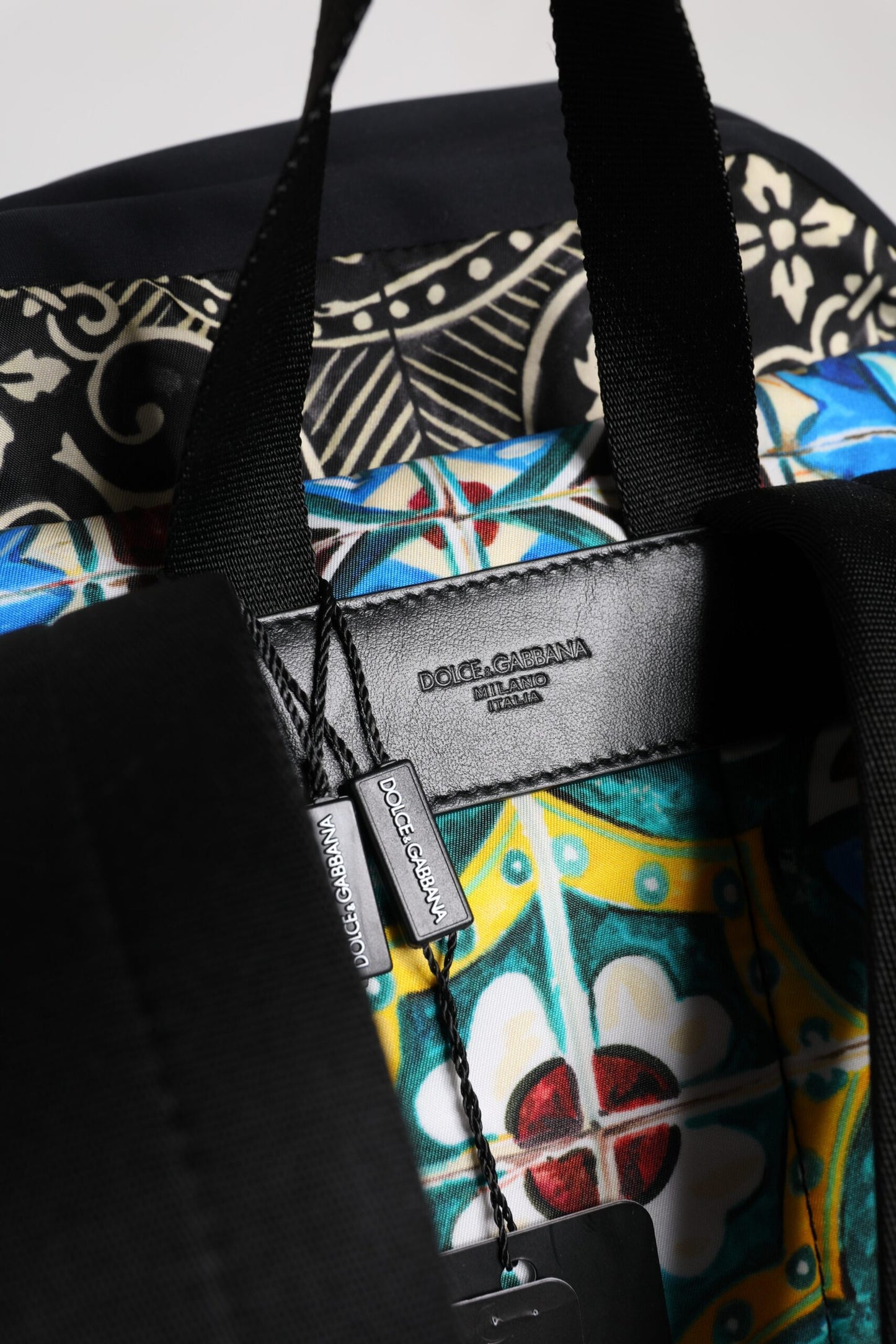 Sac à dos en nylon à imprimé majolique multicolore