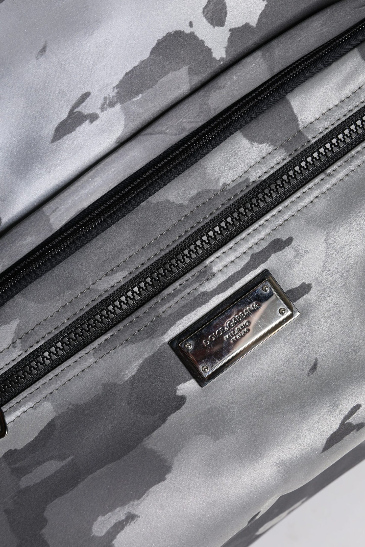 Bolso tote de algodón con múltiples compartimentos y estampado de camuflaje gris