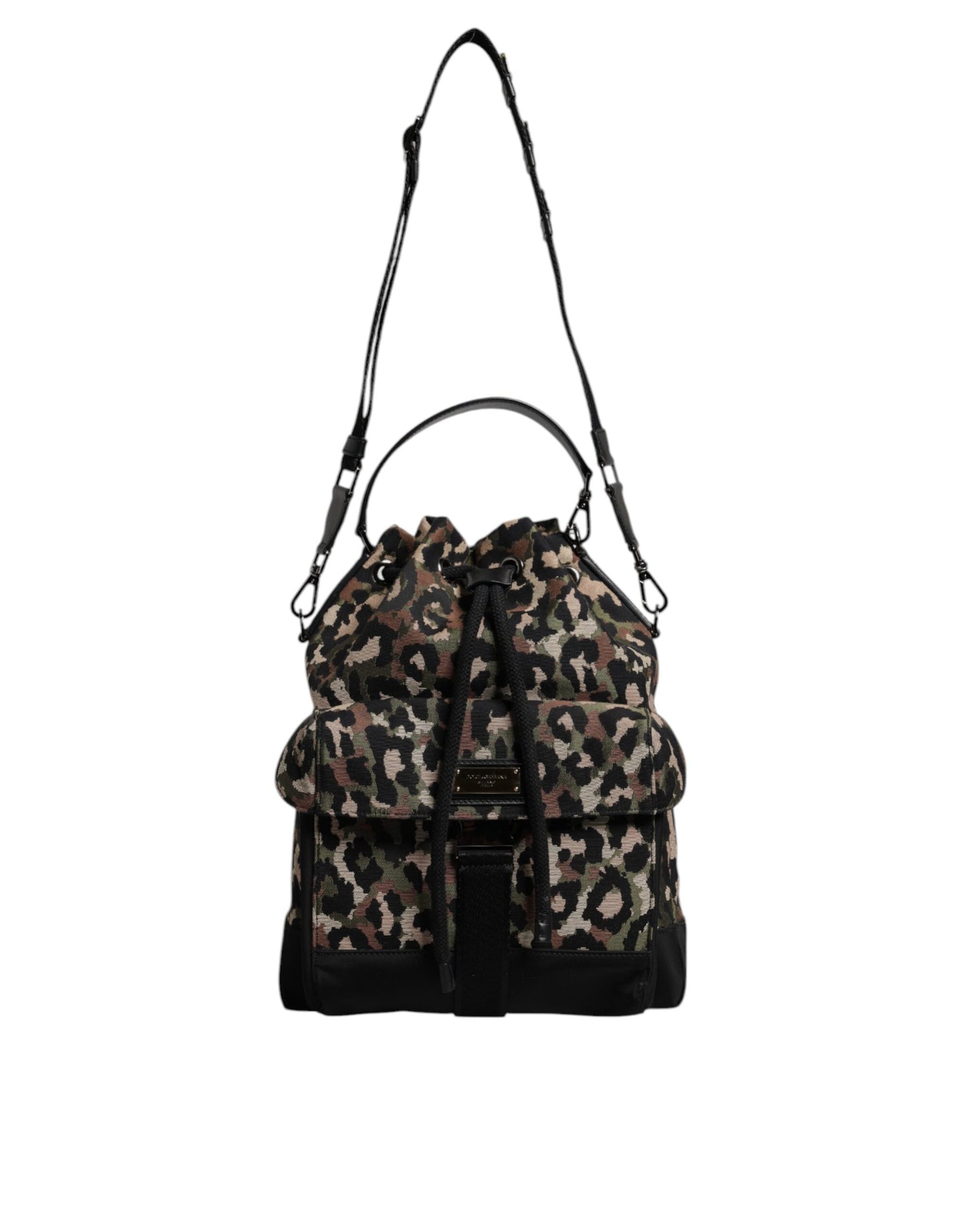 Bolso bandolera tipo cubo de algodón con estampado de leopardo multicolor