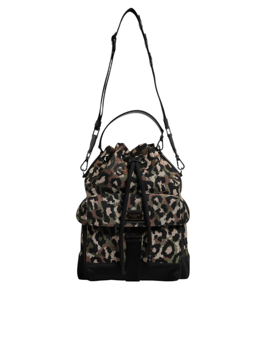 Bolso bandolera tipo cubo de algodón con estampado de leopardo multicolor