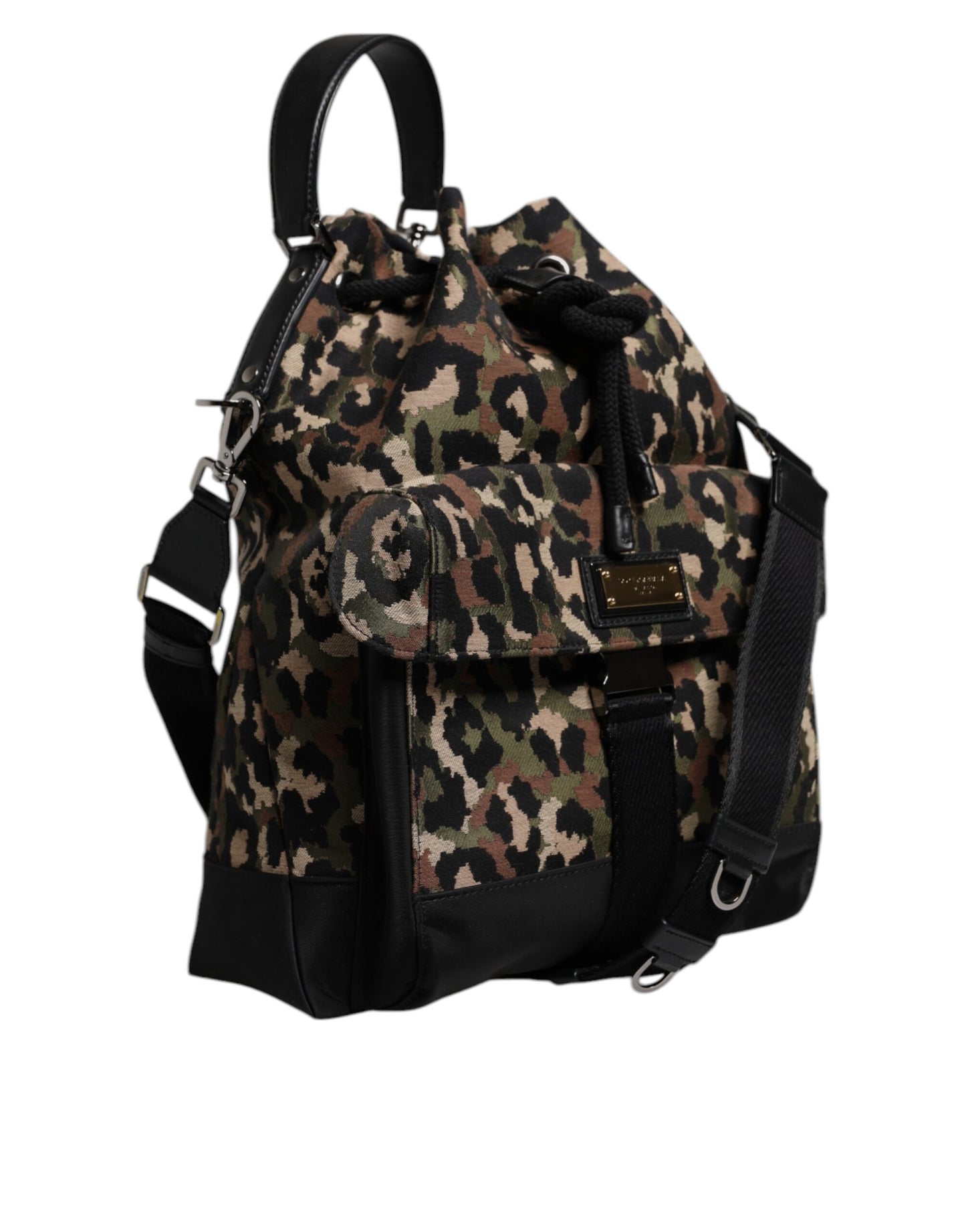 Bolso bandolera tipo cubo de algodón con estampado de leopardo multicolor