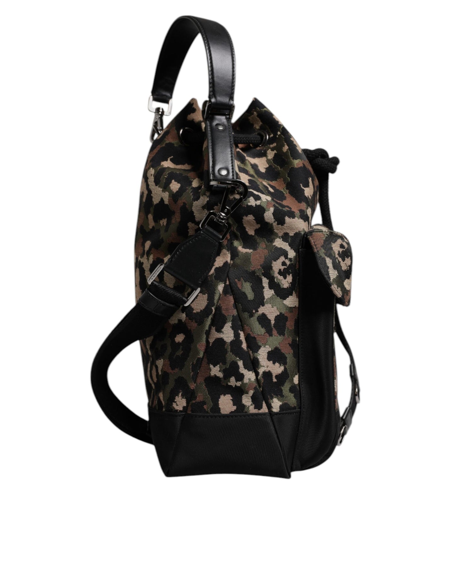Bolso bandolera tipo cubo de algodón con estampado de leopardo multicolor