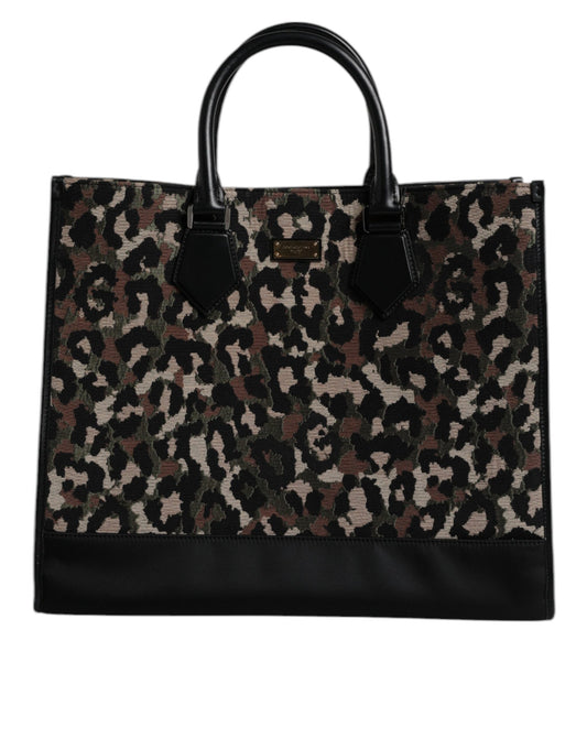 Bolso de hombro tipo tote con estampado de leopardo multicolor