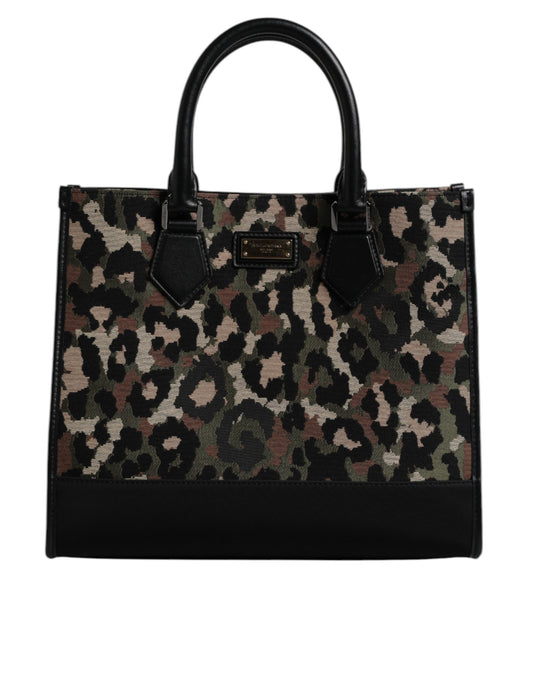 Bolso de hombro tipo tote con estampado de leopardo multicolor