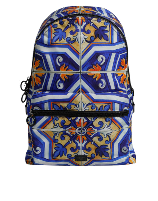Mochila de viaje de nailon con estampado de mayólica multicolor