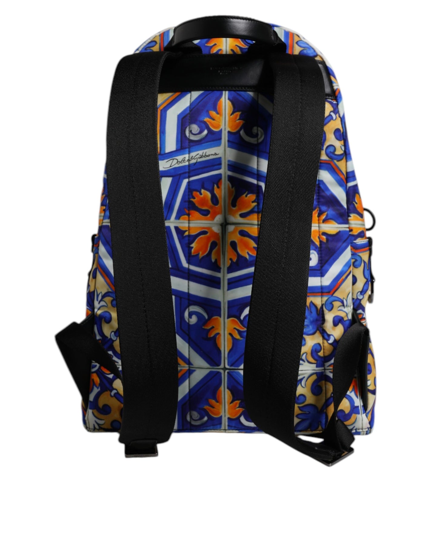 Mochila de viaje de nailon con estampado de mayólica multicolor