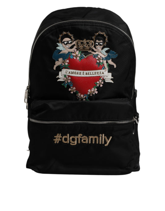 Mochila adornada de nailon negro #DGFAMILY VULCANO