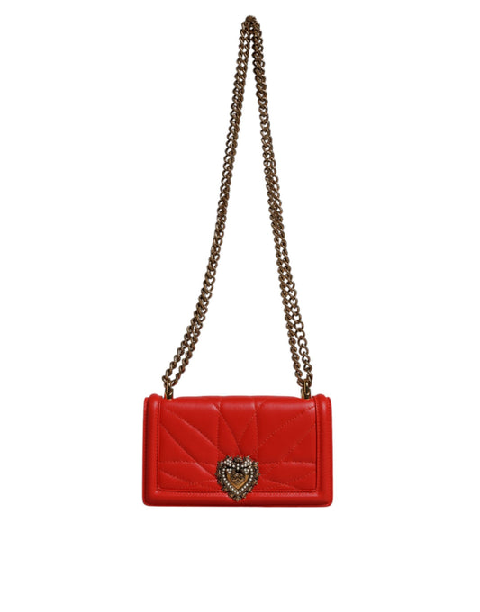 Sac bandoulière matelassé rouge Devotion avec chaîne pour téléphone