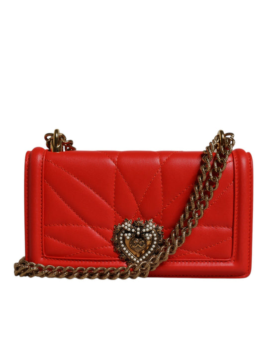 Sac bandoulière matelassé rouge Devotion avec chaîne pour téléphone