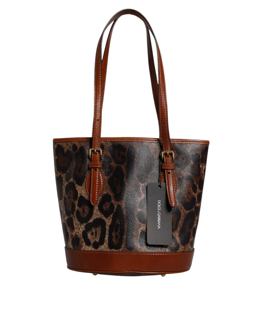 Bolso tote de piel de leopardo marrón con correa para el hombro