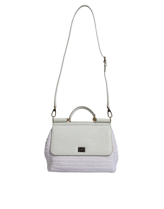 Sac à bandoulière en cuir blanc avec poignée supérieure