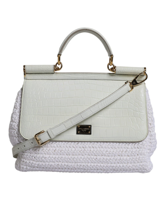 Sac à bandoulière en cuir blanc avec poignée supérieure