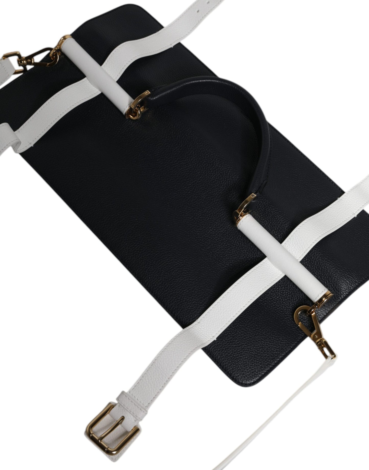 Bolso bandolera de piel de becerro azul y blanca