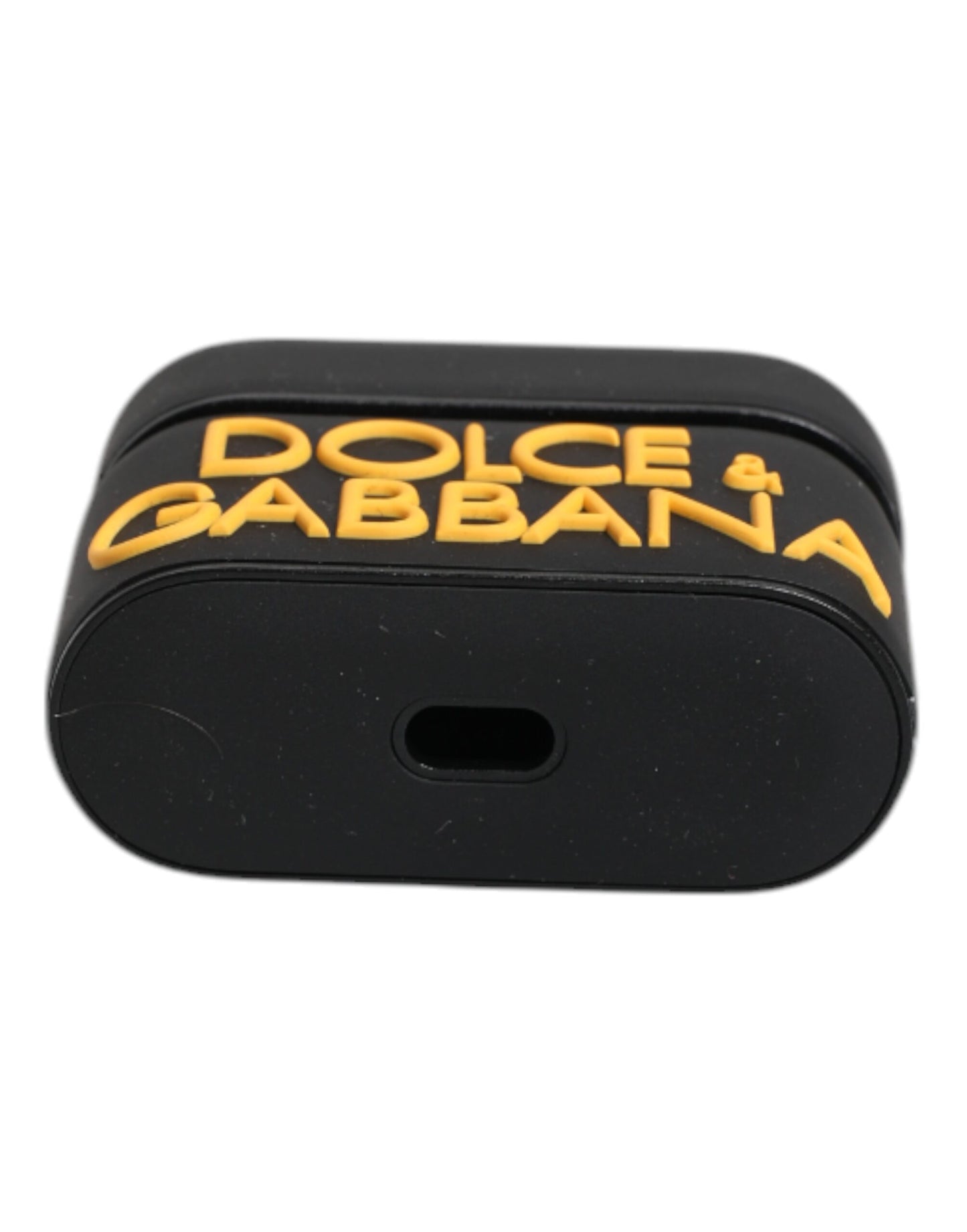 Estuche para AirPods de silicona con logotipo en relieve en negro y amarillo
