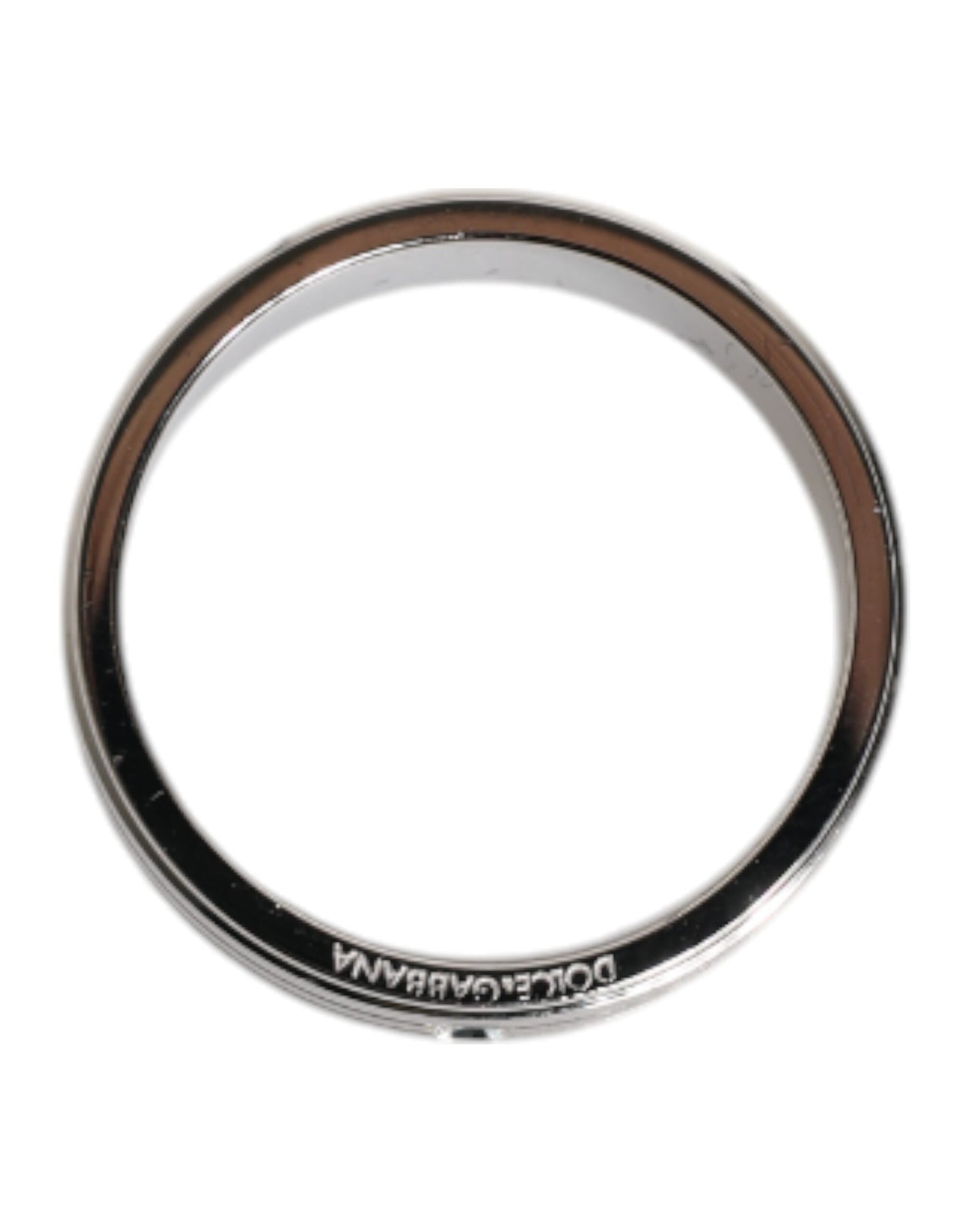 Anillo con el logotipo de DG en latón plateado y cristal transparente