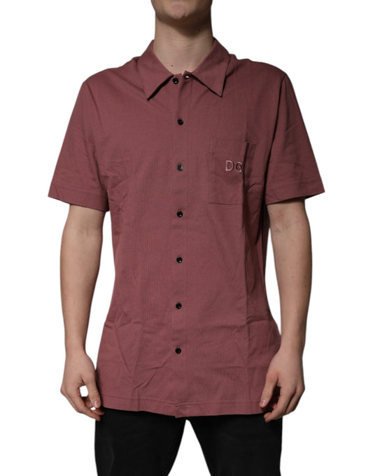 Polo décontracté boutonné rose foncé pour homme