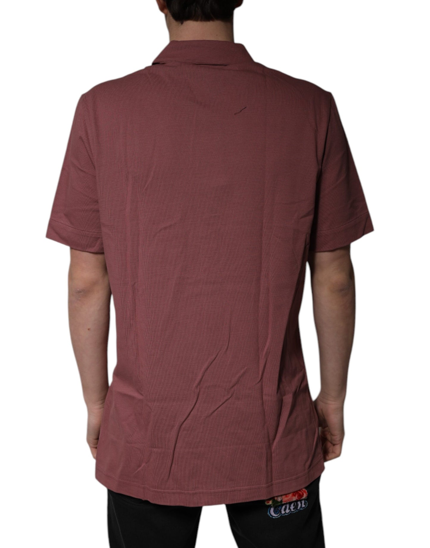 Camisa polo informal con botones rosa oscuro para hombre