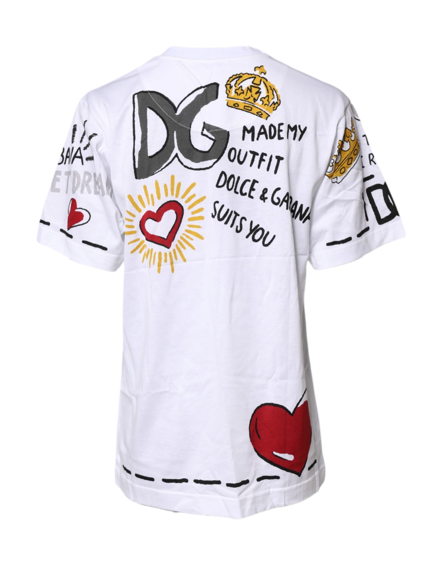 Camiseta blanca de jersey estampada de manga corta