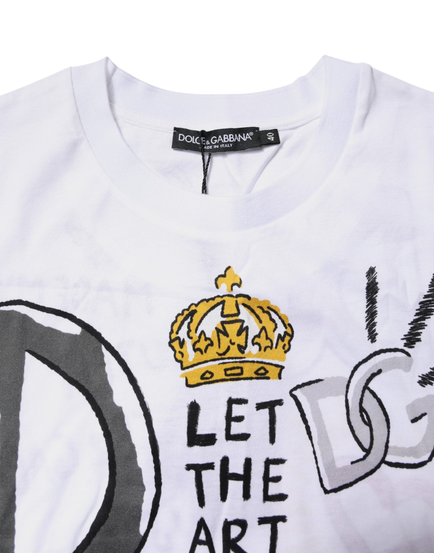 Camiseta blanca de jersey estampada de manga corta