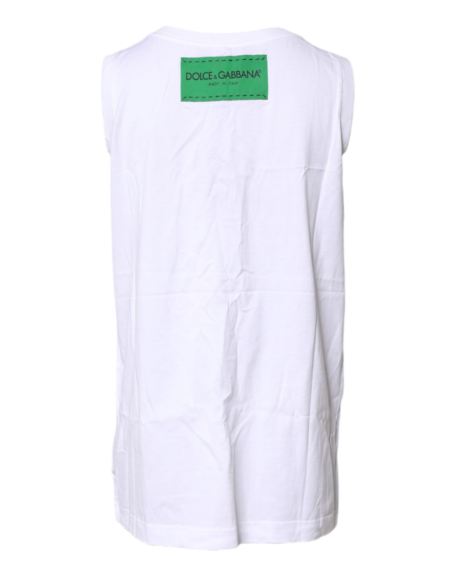 Camiseta sin mangas de algodón con estampado floral blanco