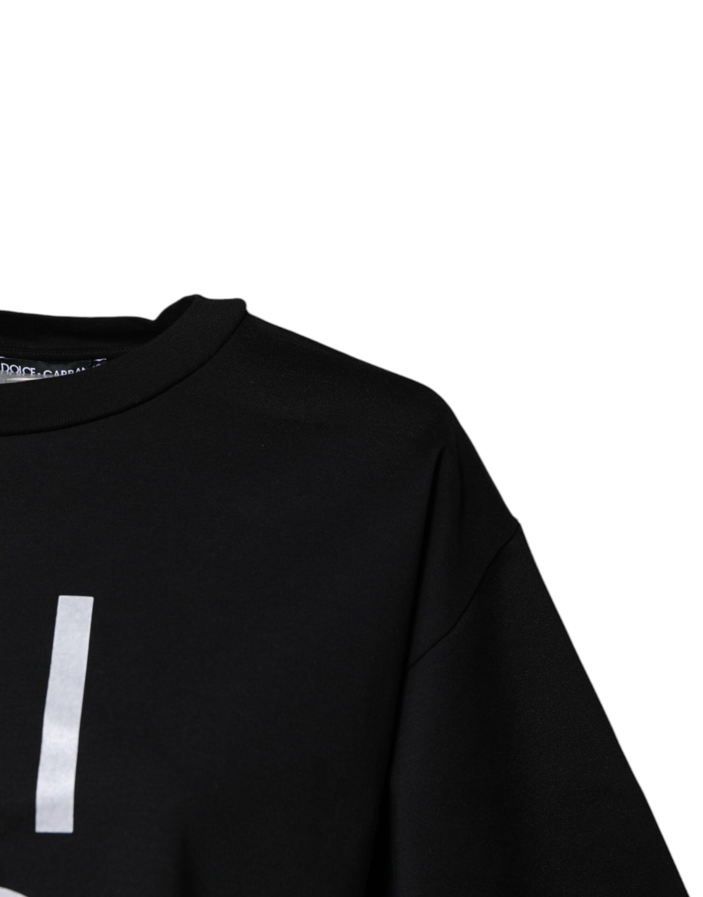 Camiseta de algodón con cuello redondo y estampado negro