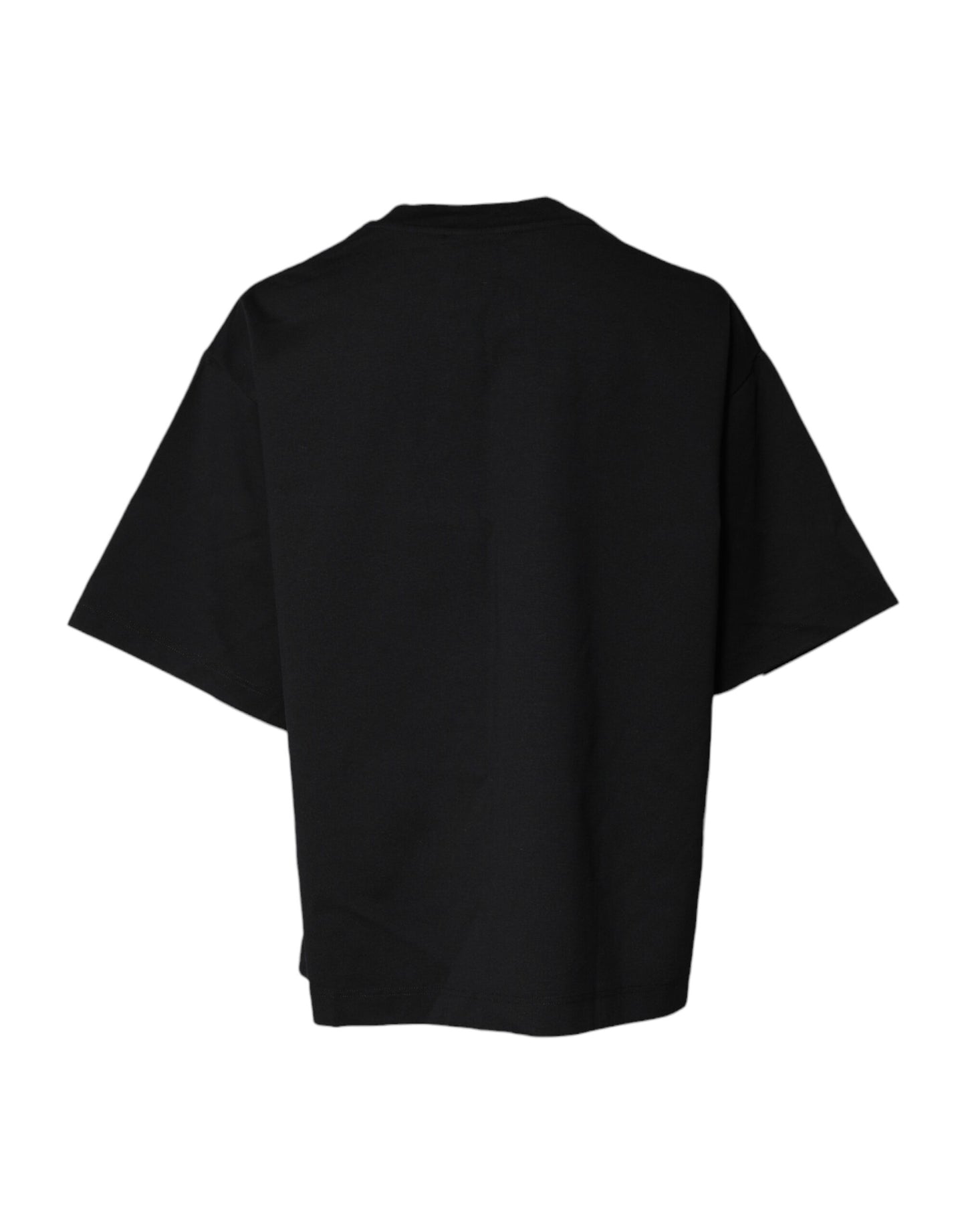 Camiseta de algodón con cuello redondo y estampado negro