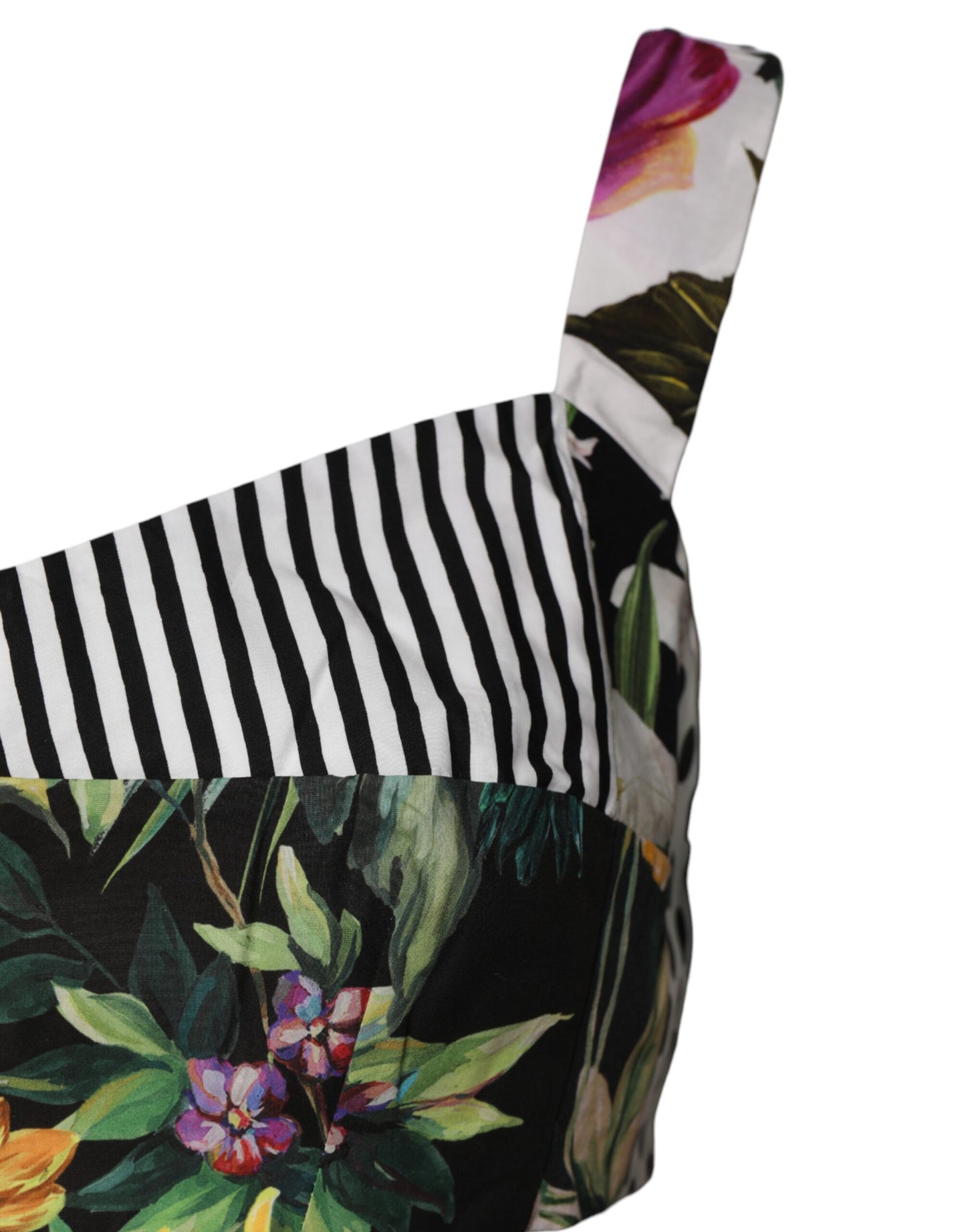 Top corto de patchwork con cuello de corazón multicolor